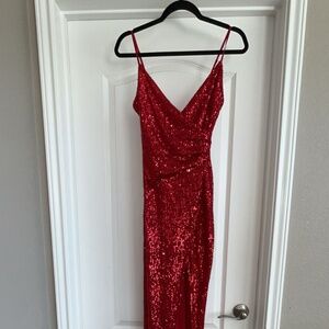 Honey and Rosie women’s red sequin prom / ball dress